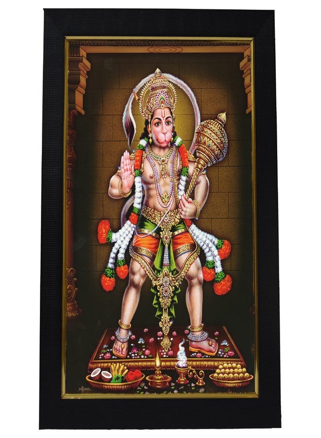 101Temples 101 Temples - Divinity Eternity Spirituality Veera Hanuman God Wooden Photo Frame with Wall Hook, 1 Piece | 10” x 13”, Matt Finish - Image 1